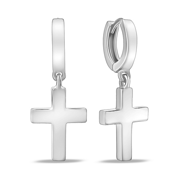 Серебряные серьги Крестик без камней (арт. 7502/4705/9) – изображение 1