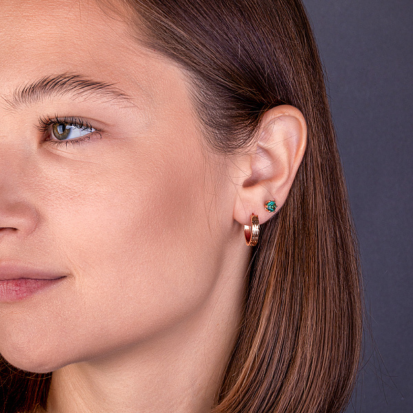 Золотые серьги пусеты с кварцем (арт. 110814Пз) – изображение 2