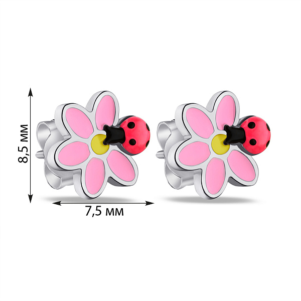 Серебряные серьги-пусеты с эмалью (арт. 7518/6798ермлн) – изображение 2