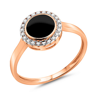 Каблучка Лýна з червоного золота з емаллю і фіанітами (арт. 141219еч)