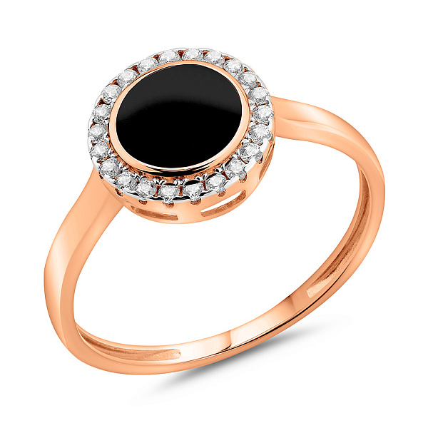 Кольцо Лýна из красного золота с эмалью и фианитами (арт. 141219еч) – изображение 1