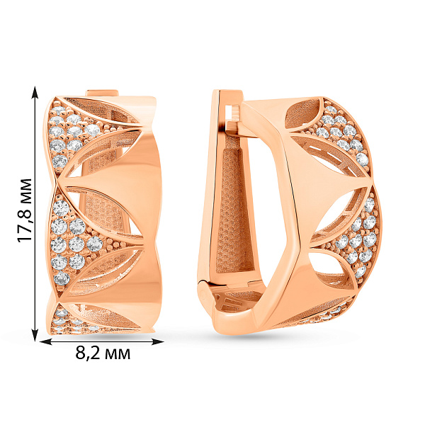 Сережки з червоного золота з фіанітами (арт. 1091701) – зображення 5