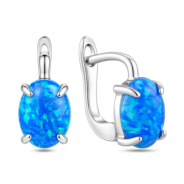 Серебряные серьги с опалом (арт. 7502/10228Пос) – изображение 1