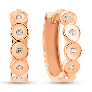 Золотые серьги-кольца с дорожкой из фианитов (арт. 1091428)