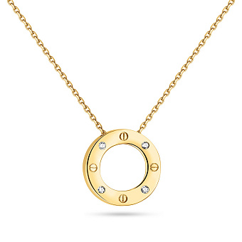 Колье из желтого золота с подвеской и фианитами (арт. 351470ж)