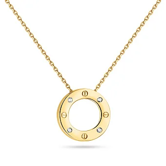 Колье из желтого золота с подвеской и фианитами (арт. 351470ж)