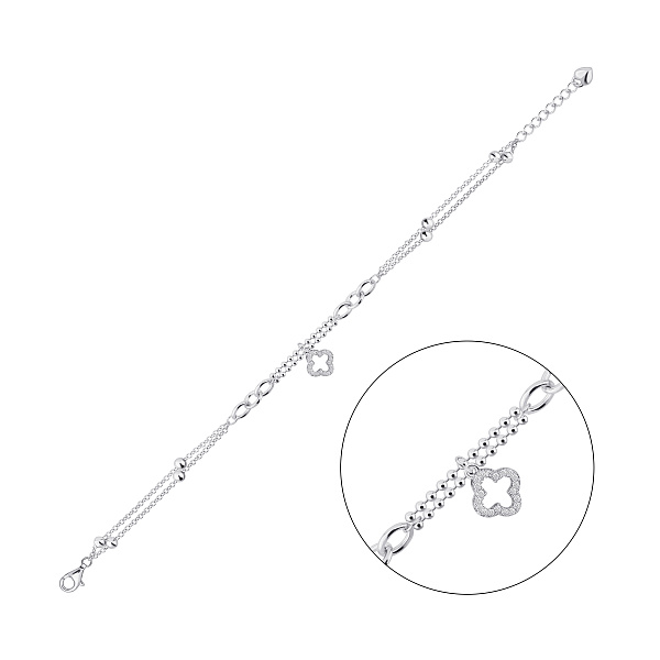 Серебряный браслет Клевер с фианитами (арт. 7509/5179) – изображение 1