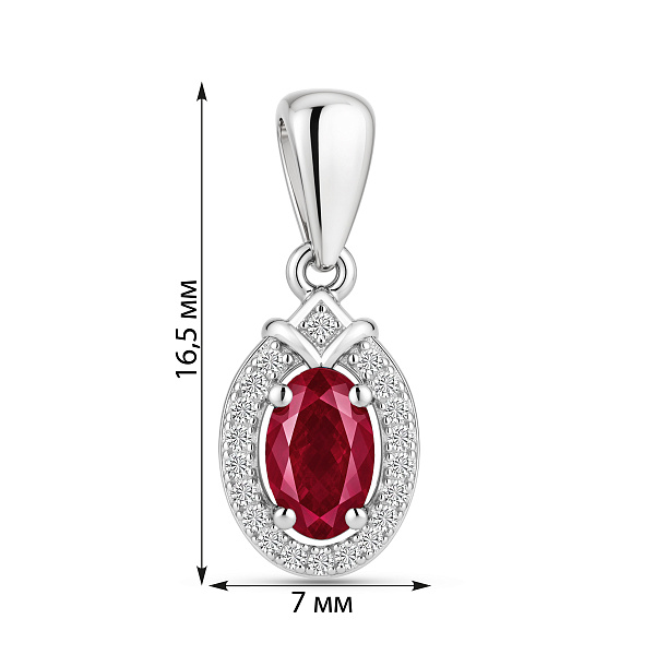 Серебряная подвеска с рубином и фианитами (арт. 7503/4916Р) – изображение 2