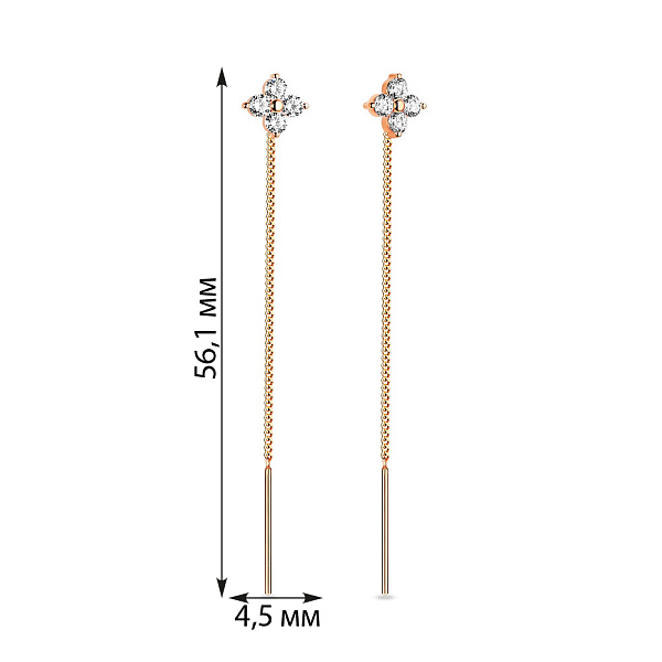 Сережки-протяжки з золота (арт. 110823) – зображення 2