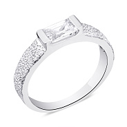 Фото Серебряное кольцо с одним фианитом (арт. 7501/К2Ф/900-17,5)