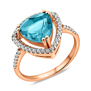 Фото Кольцо из красного золота с голубым топазом и фианитами (арт. 140637Птг)