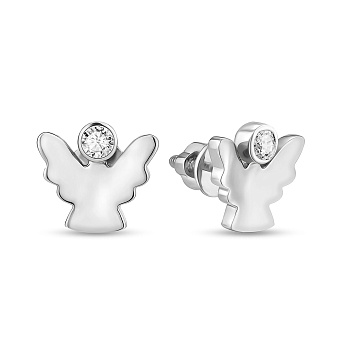 Фото Золоті сережки пусети Янголи з фіанітами для дітей (арт. 111084б)