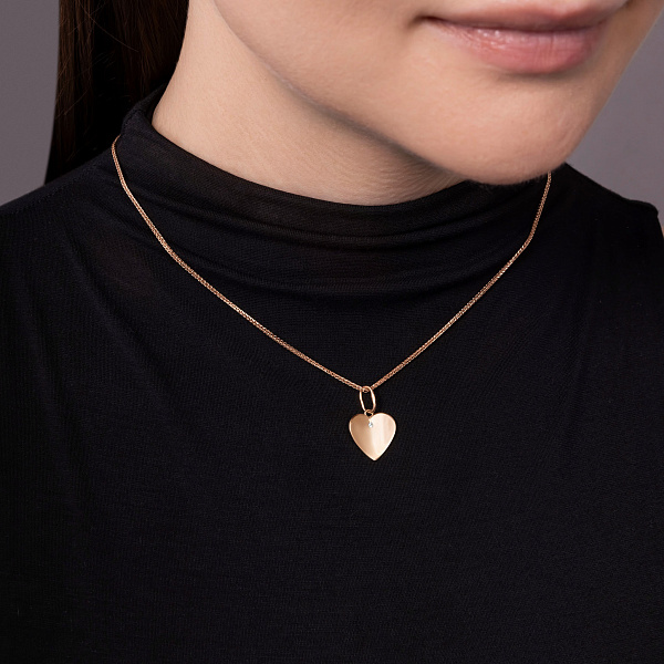 Подвес Сердце из красного золота с одним фианитом (арт. 424504) – изображение 2
