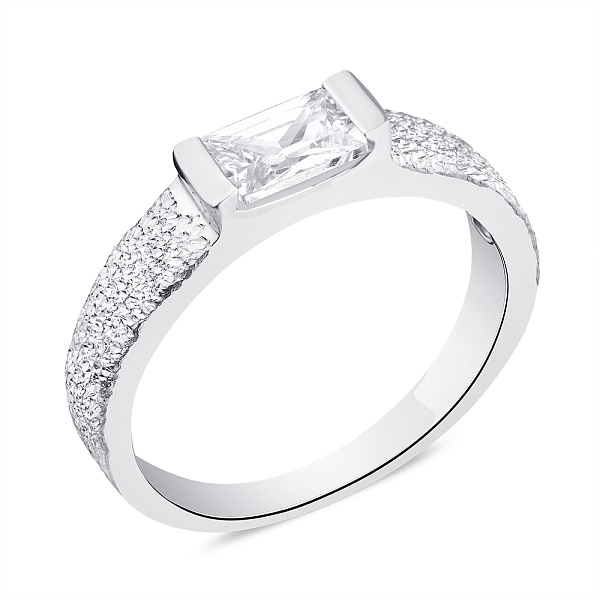 Серебряное кольцо с одним фианитом (арт. 7501/К2Ф/900-17,5) – изображение 1