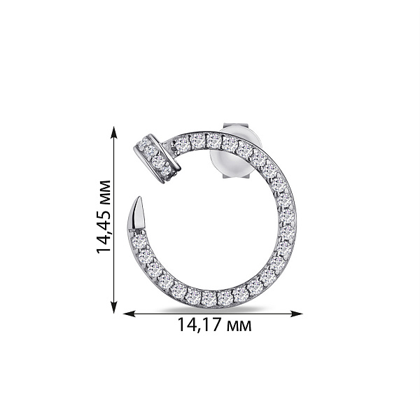 Серебряная моносерьга Гвоздь с фианитами (арт. 7518/5953я) – изображение 2