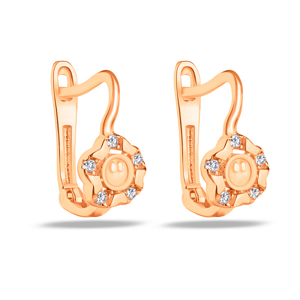 Дитячі золоті сережки з фіанітами (арт. 107085) – зображення 1