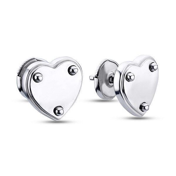 Серебряные серьги пусеты Сердечки (арт. 7518/5114) – изображение 1