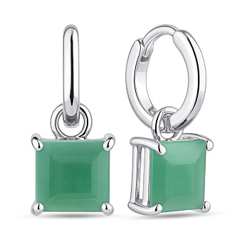Серебряные серьги с крупным изумрудом (арт. 7502/2193838Изм)
