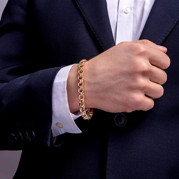 Золотий ланцюговий браслет плетіння Бісмарк (арт. 310318) – зображення 4