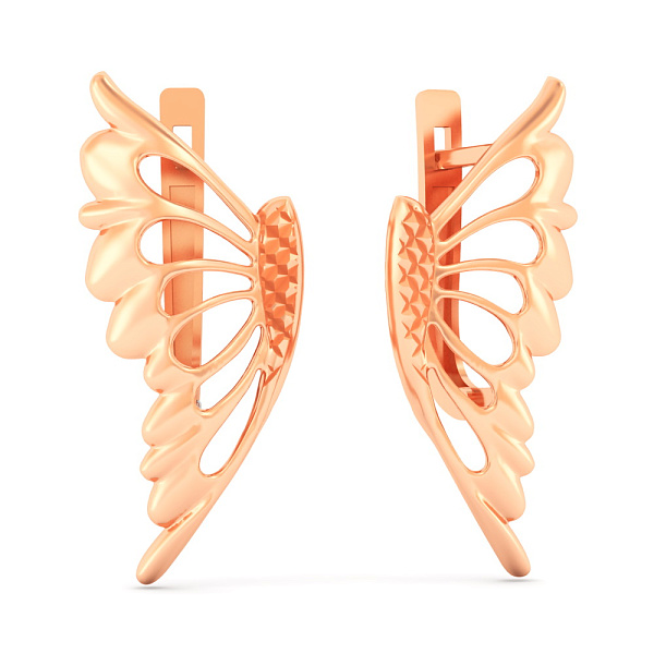 Сережки Крила з червого золота (арт. 1101048а) – зображення 1