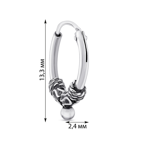 Серебряная моносерьга без камней (арт. 7902/С5/267я) – изображение 2