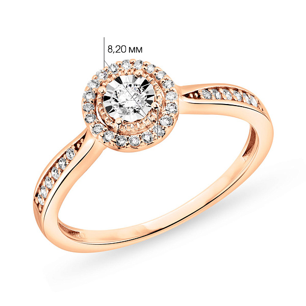 Каблучка з червоного золота з діамантами (арт. К011244020) – зображення 4