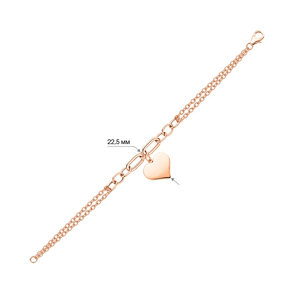 Браслет золотой с сердечком (арт. 3261008) – изображение 2