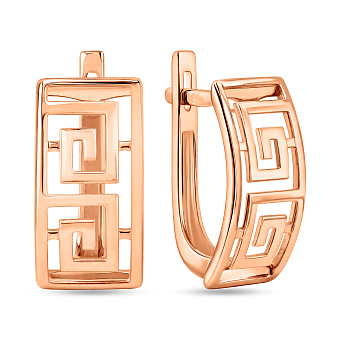 Фото Серьги Олимпия из красного золота с греческим орнаментом (арт. 111184)