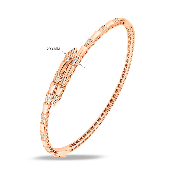 Жорсткий браслет з червоного золота з фіанітами (арт. 340141) – зображення 3