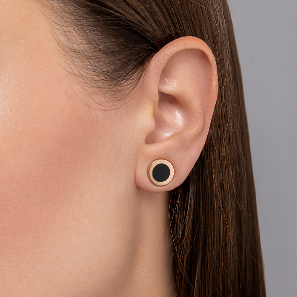 Пусеты золотые Лýна с черной эмалью (арт. 110688ч) – изображение 1