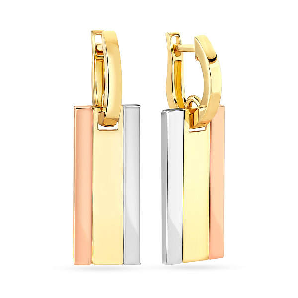 Золотые серьги в комбинированном цвете металла (арт. 108052жкб) – изображение 1