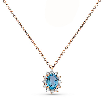 Золотое колье с топазом и  фианитами (арт. 361250Птг)