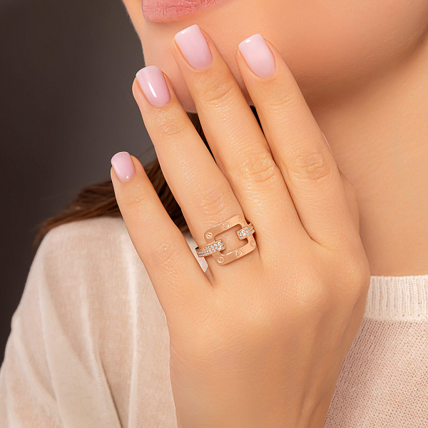 Каблучка з червоного золота з фіанітами (арт. 156576) – зображення 2