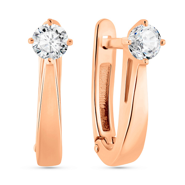 Сережки з червоного золота з фіанітами (арт. 2109085101) – зображення 1