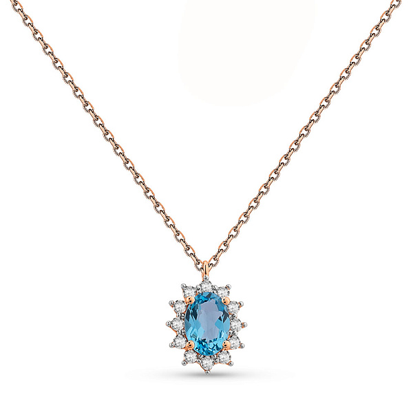 Золоте кольє з топазом і фіанітами (арт. 361250Птг) – зображення 1