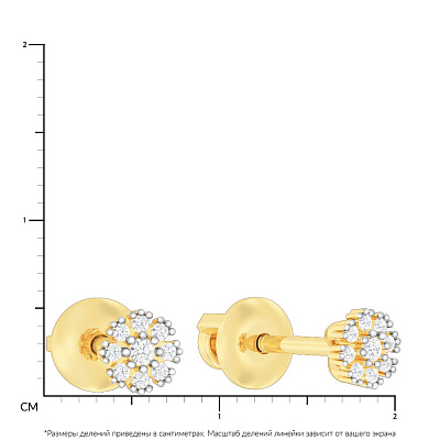 Золотые серьги пусеты с фианитами (арт. 114200ж)
