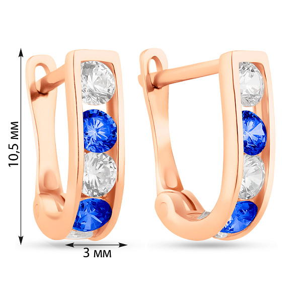 Дитячі золоті сережки з синіми фіанітами (арт. 100309/2с) – зображення 2