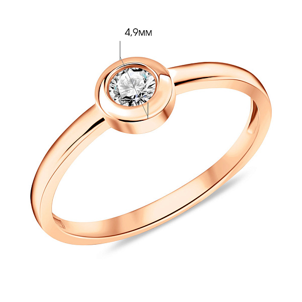 Золотое кольцо с одним бриллиантом (арт. К011296010) – изображение 2