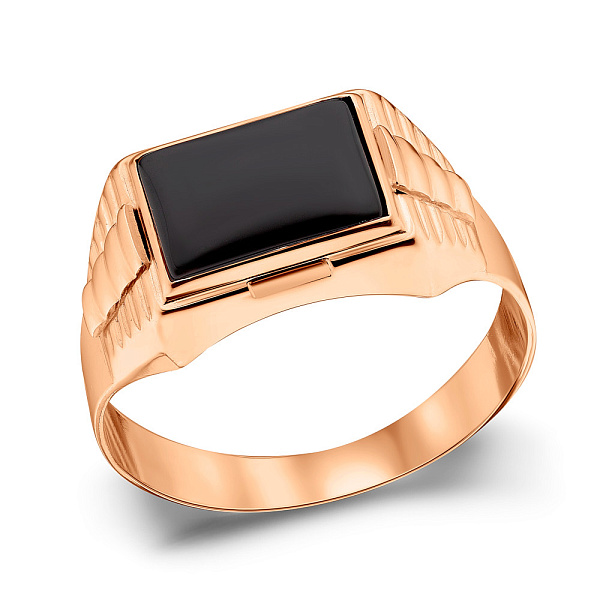 Золотий перстень з оніксом (арт. 180377о) – зображення 1