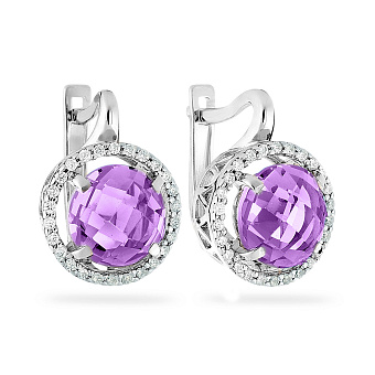 Золотые серьги с аметистом (арт. 110259Пба)