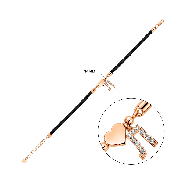 Браслет на нити с золотыми вставками (арт. 340138ч) – изображение 3