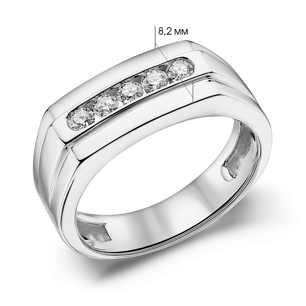 Печатка из белого золота с бриллиантами (арт. К341422030б) – изображение 5