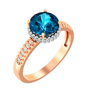 Золотое кольцо с кварцем и фианитами (арт. 141100ПлГ)