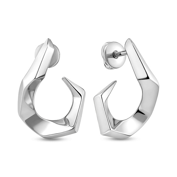 Пусеты золотые в белом цвете металла (арт. 110010б) – изображение 1