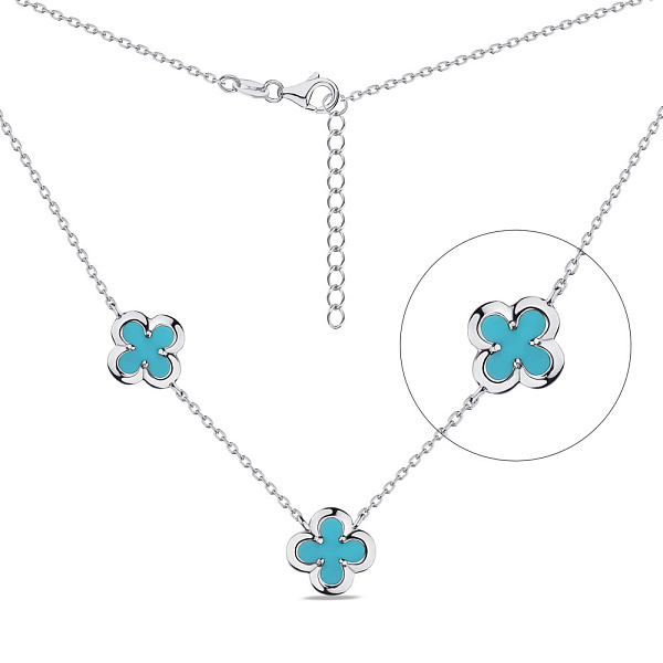 Срібне кольє з бірюзою (арт. 7507/2102/10Б) – зображення 1