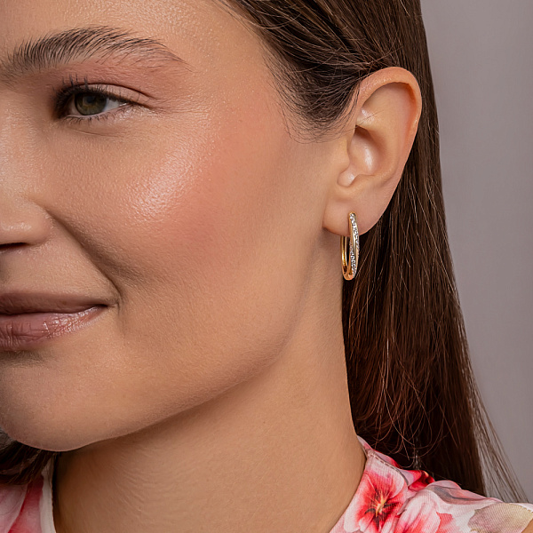 Золотые серьги кольца с фианитами (арт. 110331ж) – изображение 3