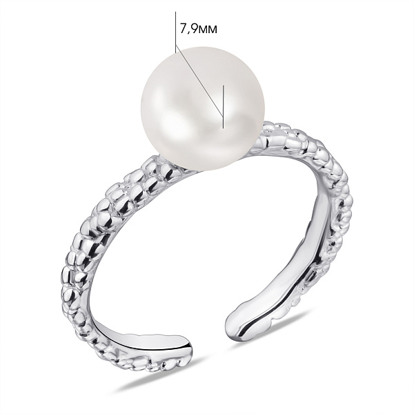 Безразмерное кольцо серебряное с жемчугом  (арт. 7501/5886жб) – изображение 6
