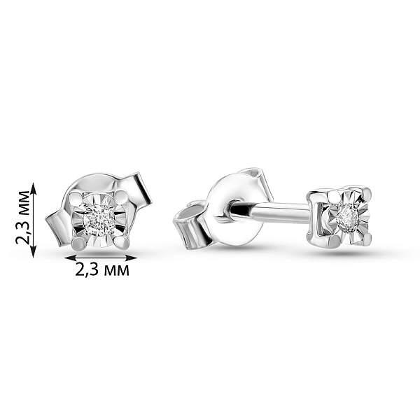 Серьги-пусеты из белого золота с бриллиантами (арт. Т011740б) – изображение 4