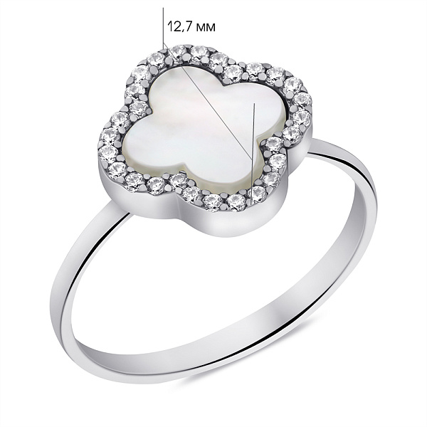 Серебряное кольцо с перламутром и фианитами (арт. 7501/653/10пкп) – изображение 2