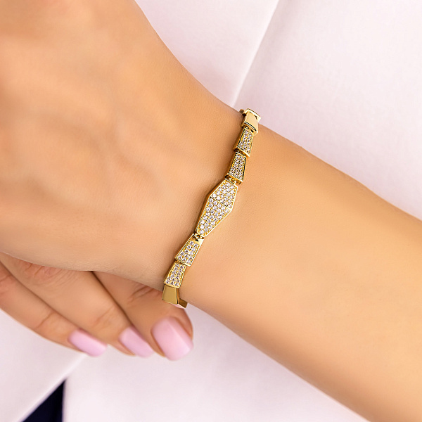 Браслет из желтого золота с фианитами (арт. 326886ж) – изображение 2